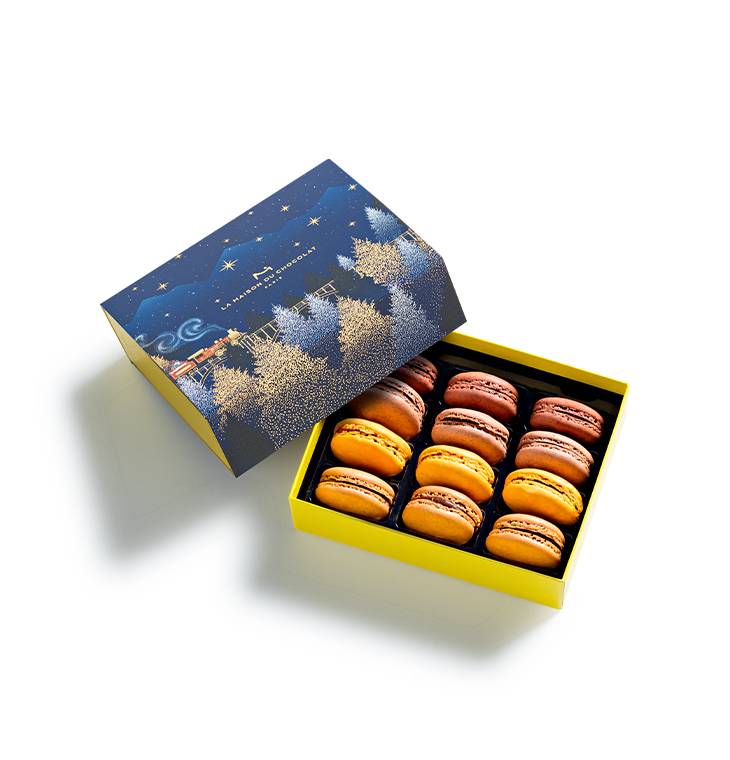 Coffret Macarons Vents de Noël 12 pièces