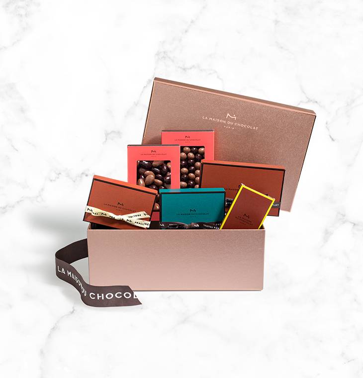 Boite cadeau chocolat "Alma" | La Maison du Chocolat | Boite chapeau chocolat | Coffret cadeau chocolat luxe | Cadeau chocolat prestige
