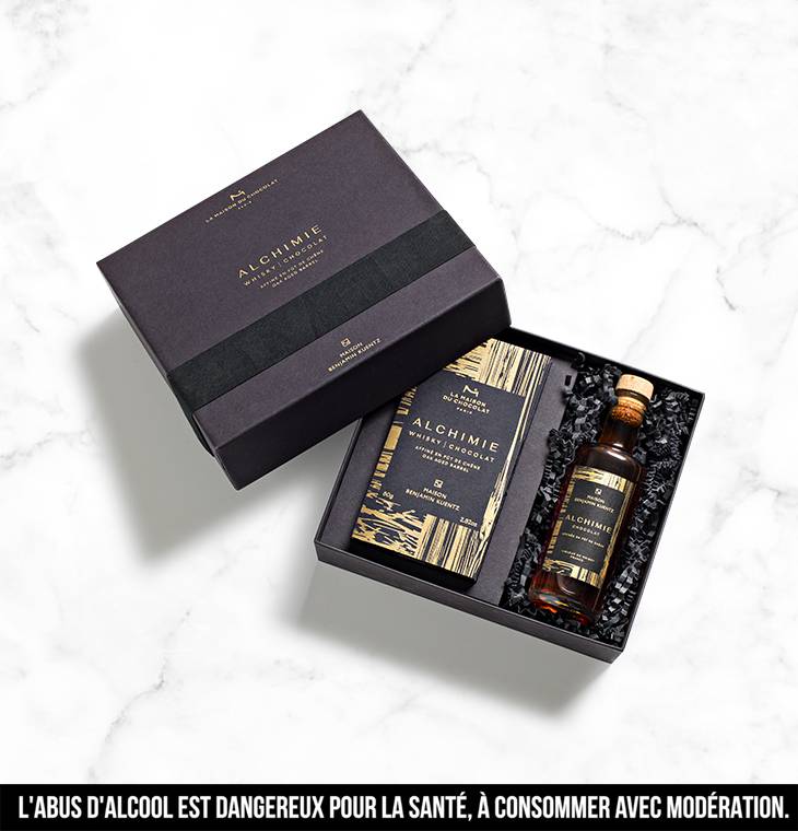 Coffret chocolat et whisky "Alchimie" | La Maison du Chocolat | Coffret chocolat cadeau | Chocolat noir au whisky | Boîte de chocolat à offrir