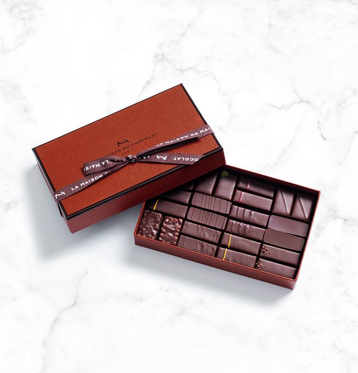 Coffret 24 chocolats noirs | La Maison du Chocolat | Boite de chocolat noir | Livraison chocolat de luxe | Cadeau chocolat noir