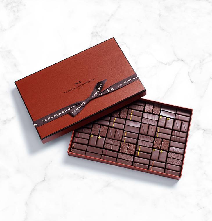 Coffret 84 chocolats noirs | La Maison du Chocolat | Chocolats de luxe | Grand boite chocolat noir | Coffret cadeau chocolat