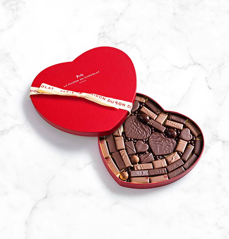 Coffret "Coeur" 45 chocolats | La Maison du Chocolat | Boîte de chocolat à offrir | Cadeau chocolat couple | Idée cadeau romantique