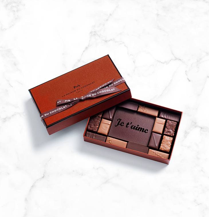 Coffret "Je t'aime" 16 chocolats | La Maison du Chocolat | Idée cadeau Romantique | Boîte de chocolat à offrir | Coffret cadeau chocolat