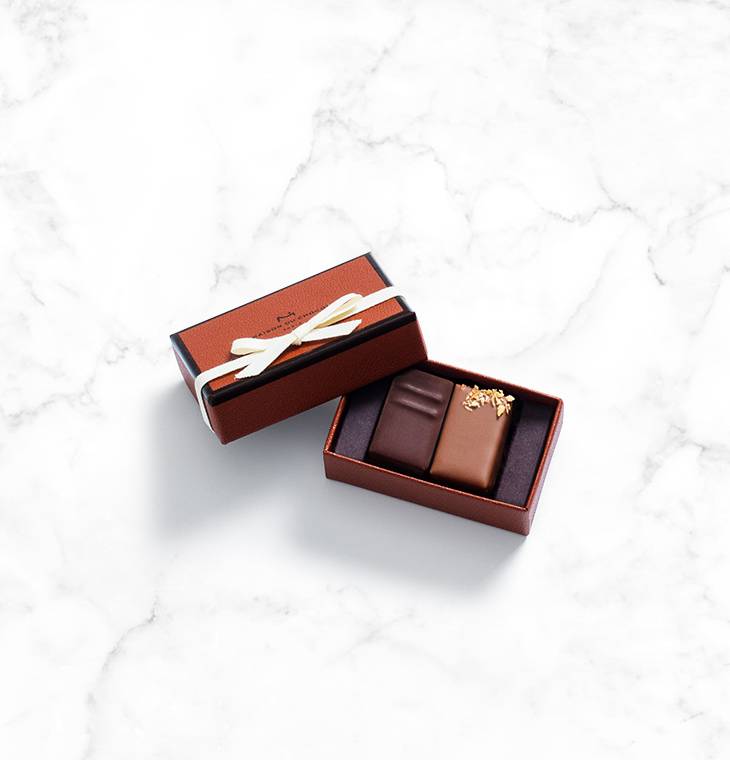 Coffret 2 chocolats pralinés | La Maison du Chocolat | Praliné noisette amande | Petite boîte de chocolat | Petit cadeau chocolat
