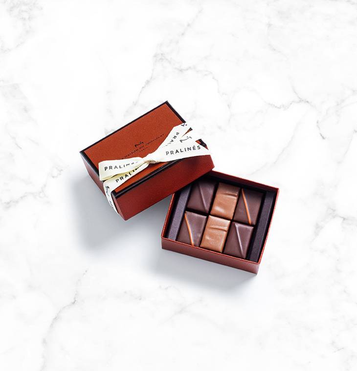 Coffret 6 chocolats pralinés | La Maison du Chocolat | Idée cadeau chocolat | Praliné noisette amande | Boîte de chocolat à offrir