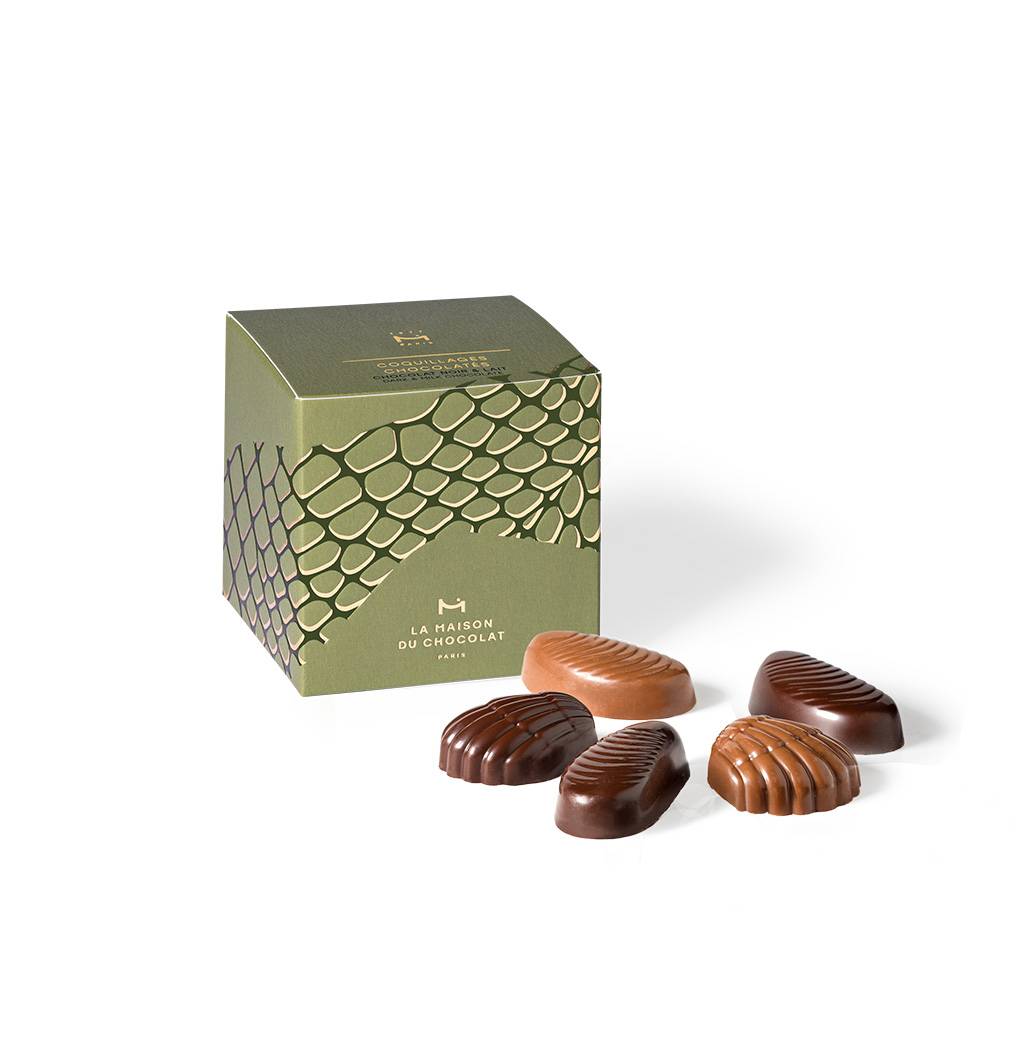 Étui coquillages chocolat noir et lait
