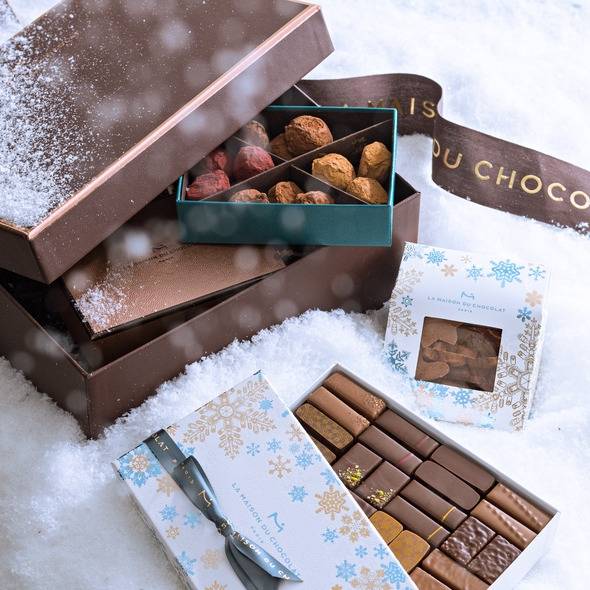 Coffret Cadeau de Noël de Chocolats Assortiment Pralinés Taille au Choix
