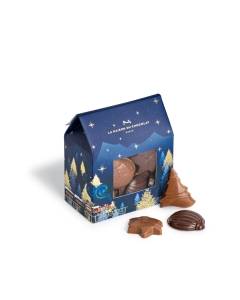 Etui de chocolats Vents de Noël sur un fond blanc

