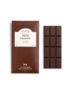 Tablette Chocolat Noir Equateur 98% sur un fond blanc
