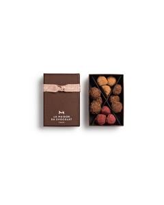 Plain Cassis Caramel Truffles Gift Box on white background 
