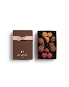 Plain Cassis Caramel Truffles Gift Box on white background 