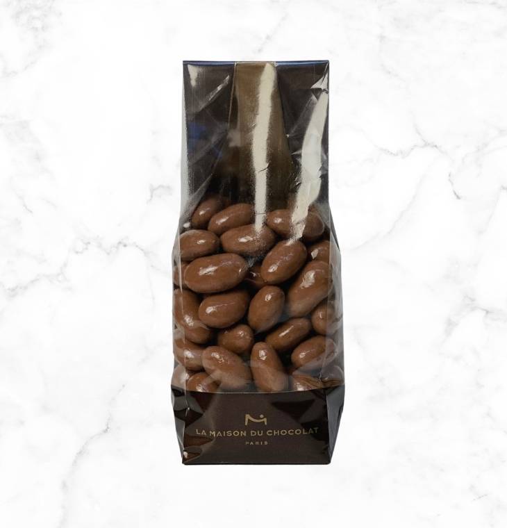 Milk Chocolate Amandas on a marble background