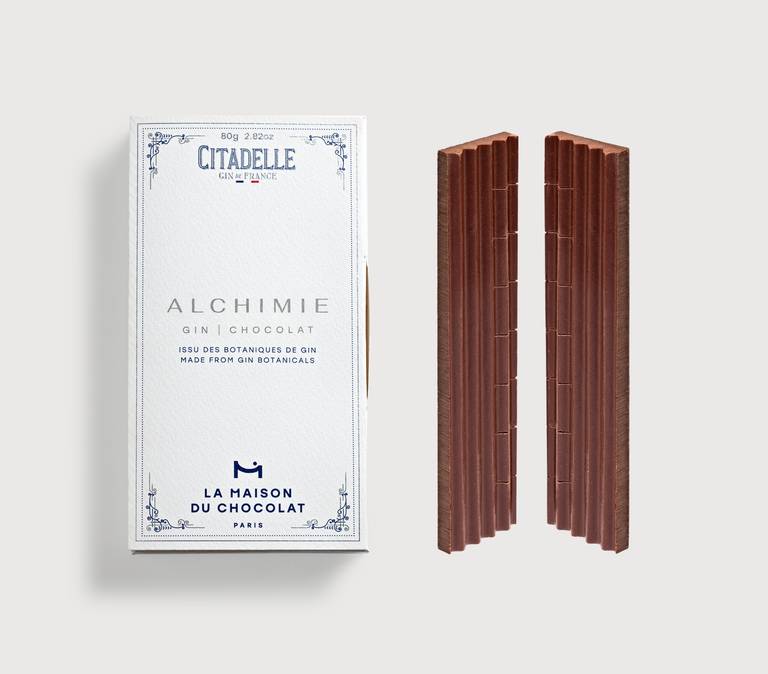 Alchimie Gin Dark Chocolate Bar Infused with Citadelle Gin botanicals