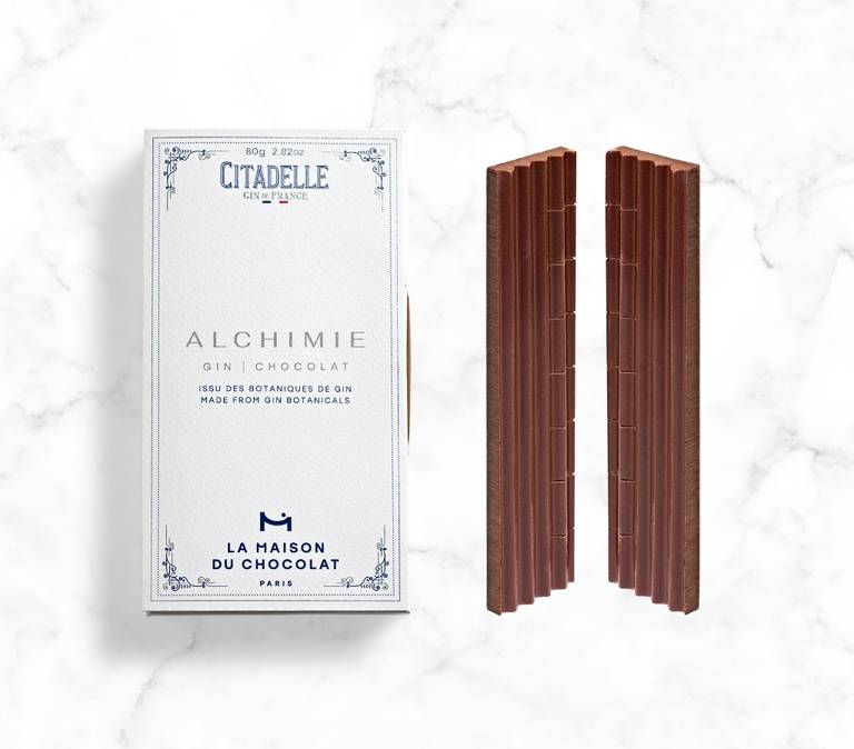 Alchimie Gin Dark Chocolate Bar Infused with Citadelle Gin botanicals