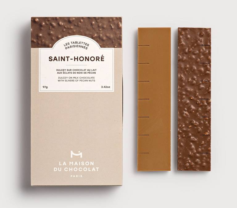Tablette de Chocolat Saint-Honoré sur fond gris