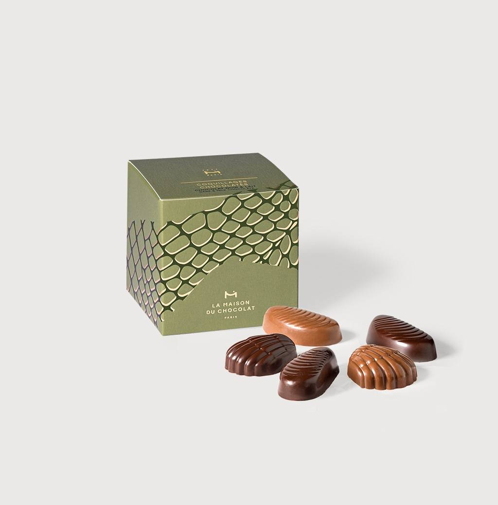 Seashell Chocolate Treats on a gray background