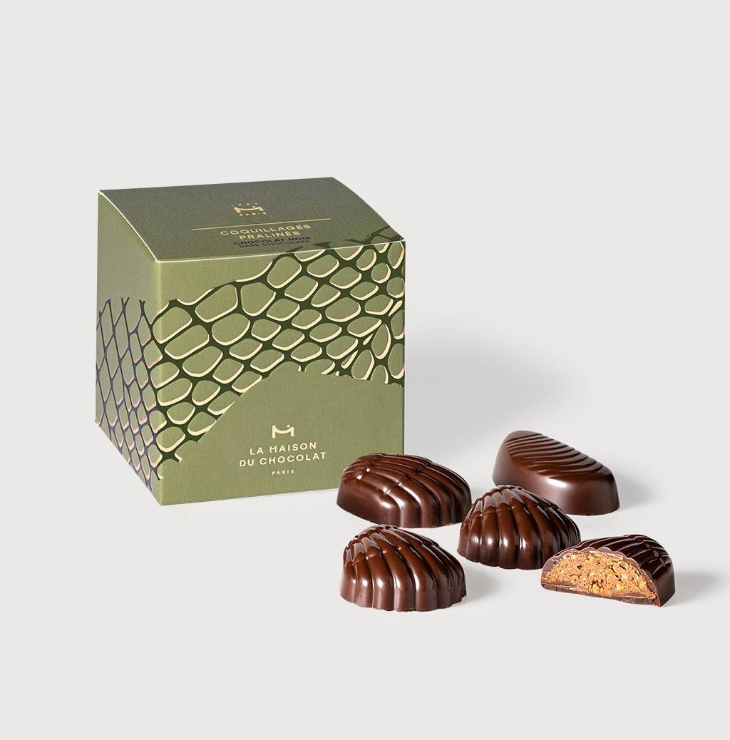 Dark Praliné Treat Gift Box in grey background