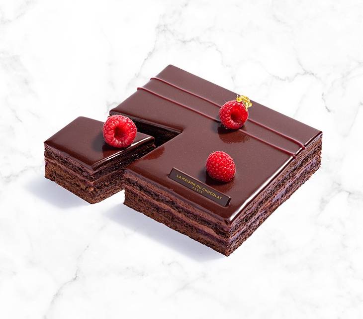 Dark Chocolate Raspberry Mousse Cake NYC - La Maison du Chocolat