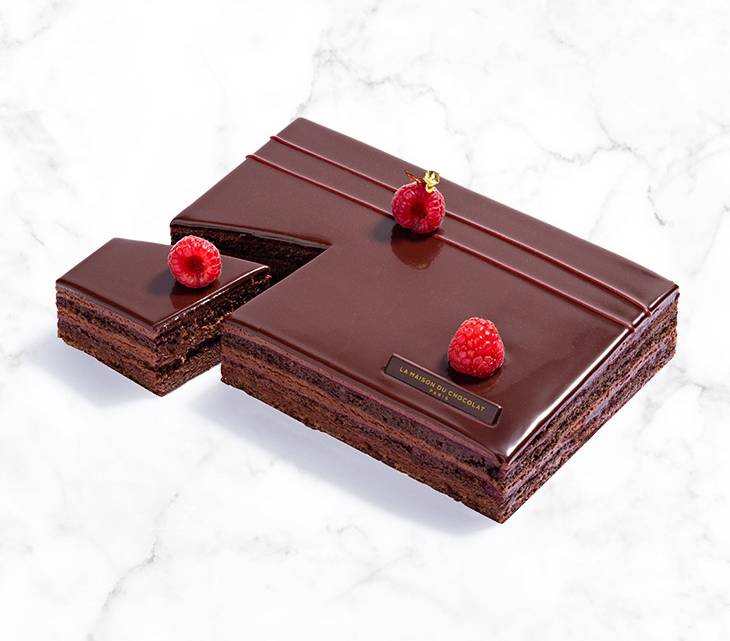 Dark Chocolate Raspberry Mousse Cake NYC - La Maison du Chocolat