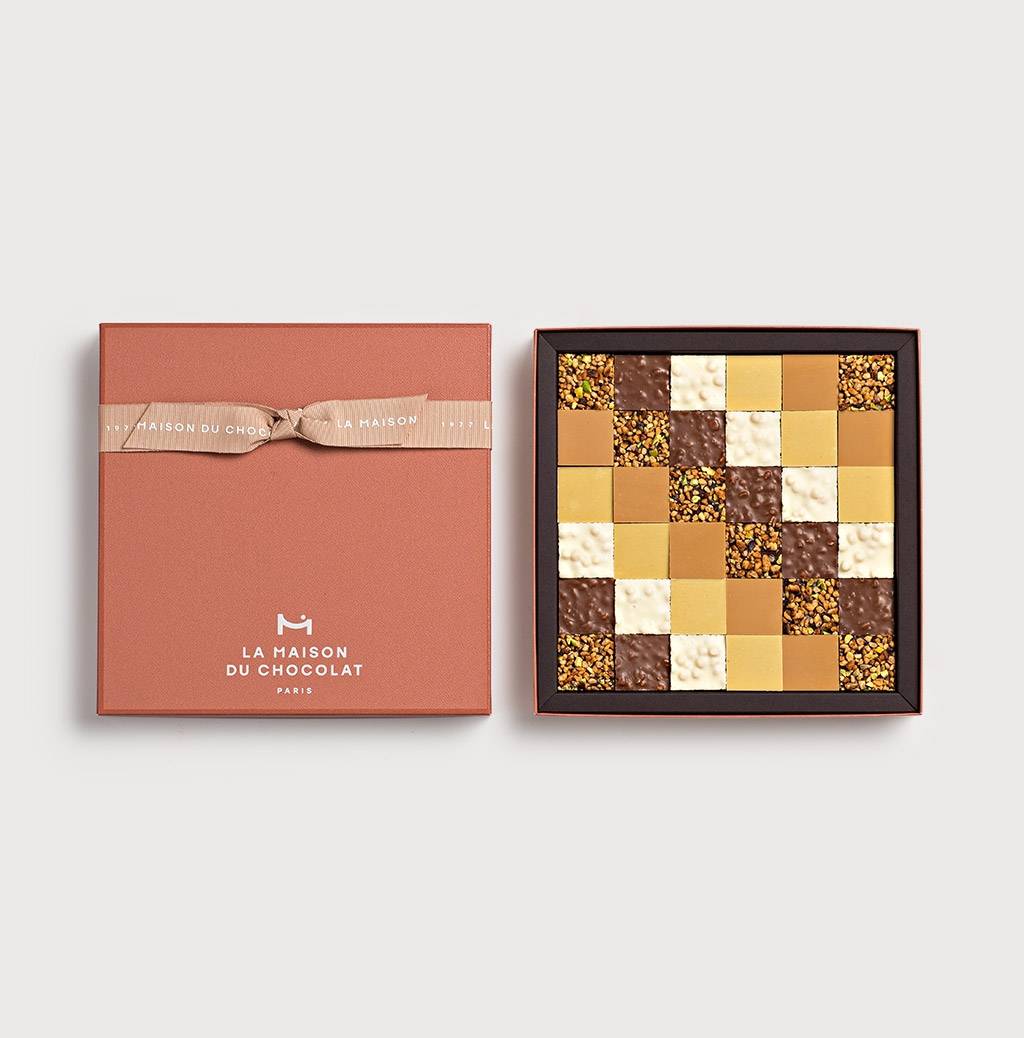Gourmet Squares Gift Box 36 pieces on a gray background