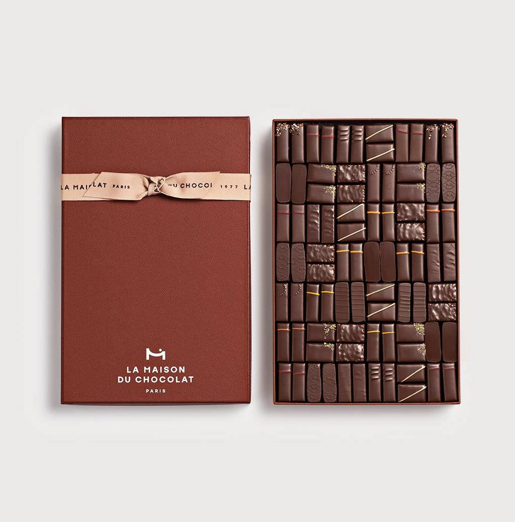 Maison Gift Box Dark 84 chocolates  on grey background
