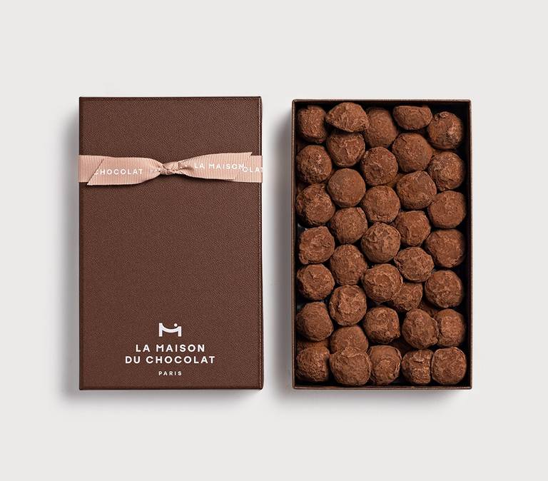 Cognac Truffles Gift Box 245g on gray background