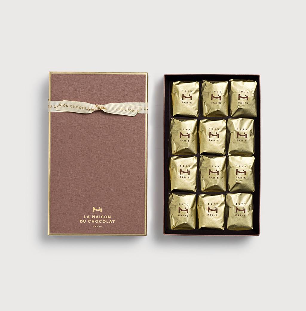 Marrons Glaces 12 pieces on a gray background