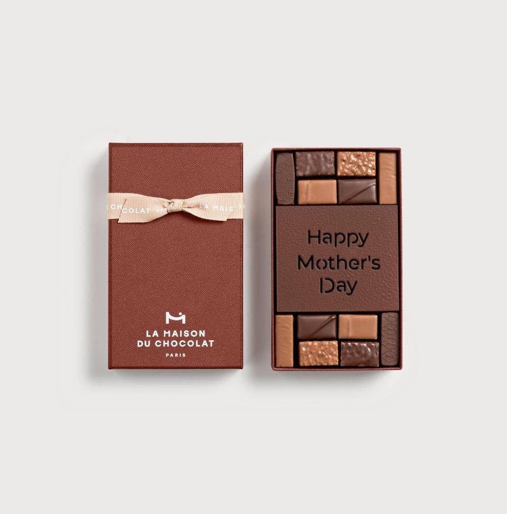 Happy Mothers Day Gift Box on a gray background
