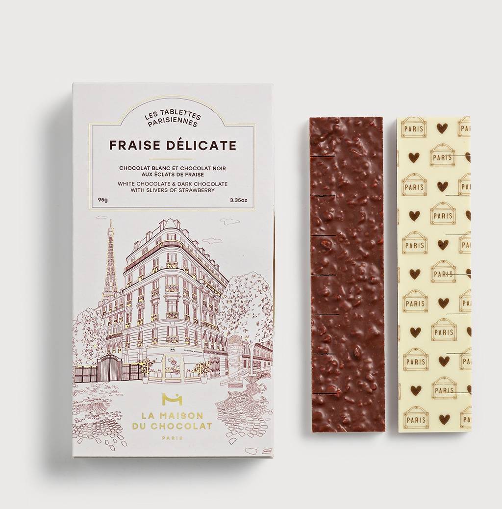 Tablette Fraise Délicate sur un fond gris