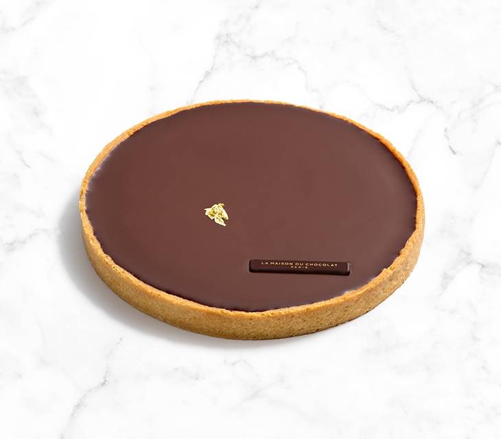 Tarte chocolat La Maison du Chocolat sur fond marbre