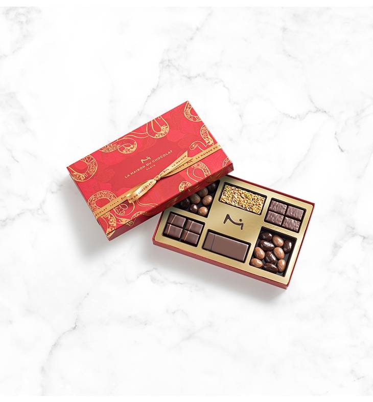 Chinese New Year Chocolate Box La Maison du Chocolat on Marble Background