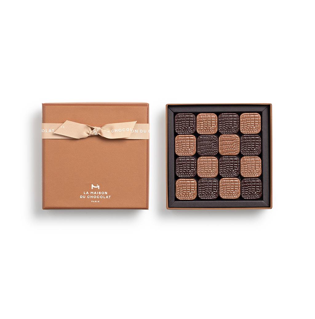 Coffret Damier praliné 16 pièces