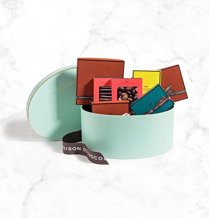 Boite cadeau chocolat "Solferino" | La Maison du Chocolat | Boite chapeau chocolat | Coffret cadeau chocolat luxe | Cadeau chocolat prestige
