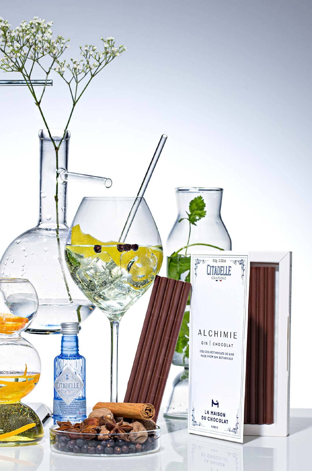 dark chocolate bar infused with Citadelle gin botanicals