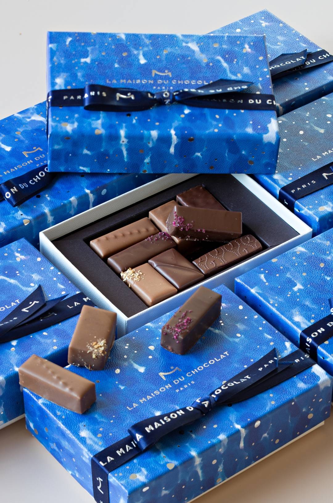limited edition gift box with dark chocolate blueberry ganache
