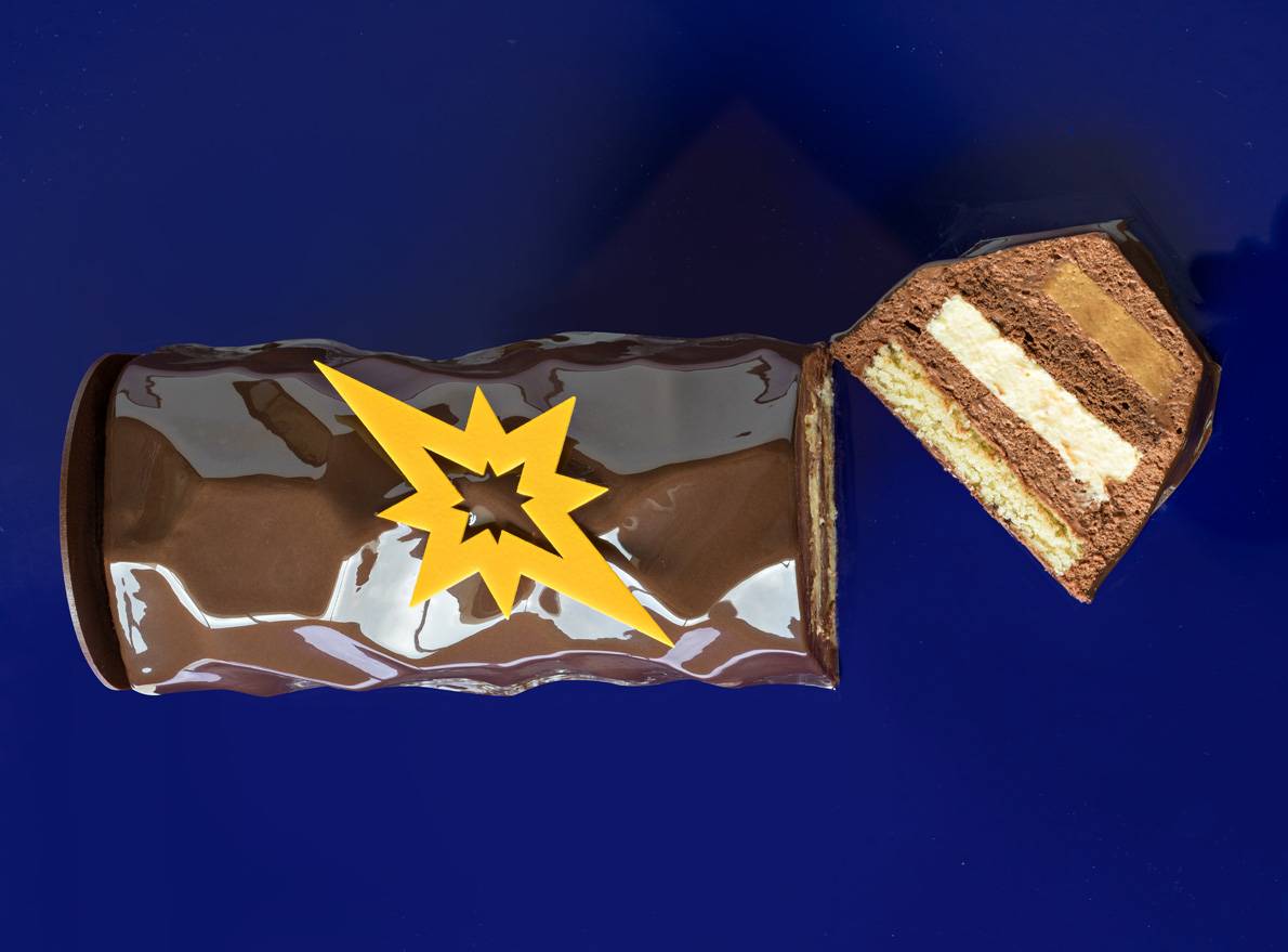 Photo d'une bûche de Noël en chocolat de luxe de La Maison du Chocolat