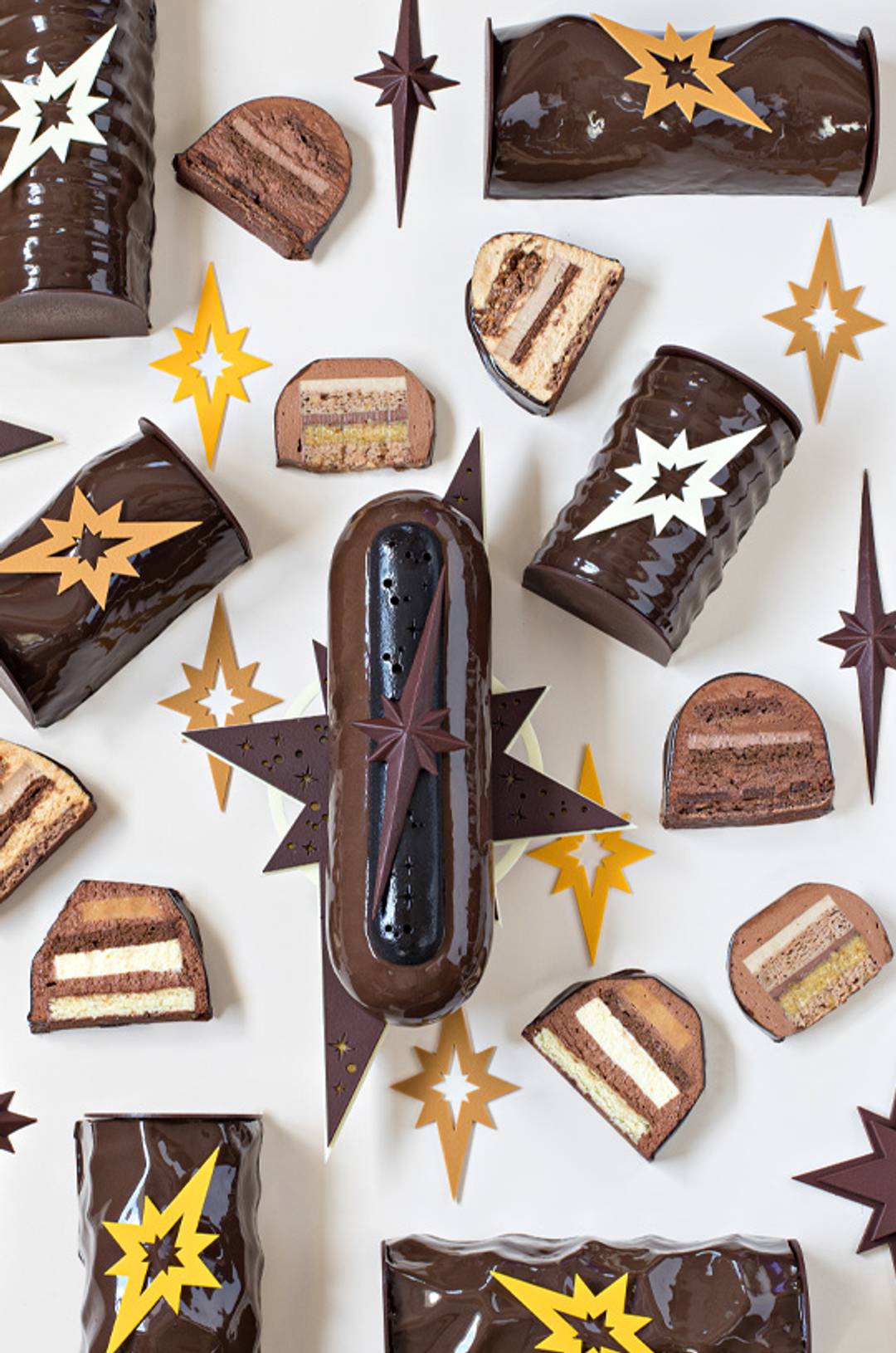 Assortiment de bûches de Noël au chocolat haut de gamme