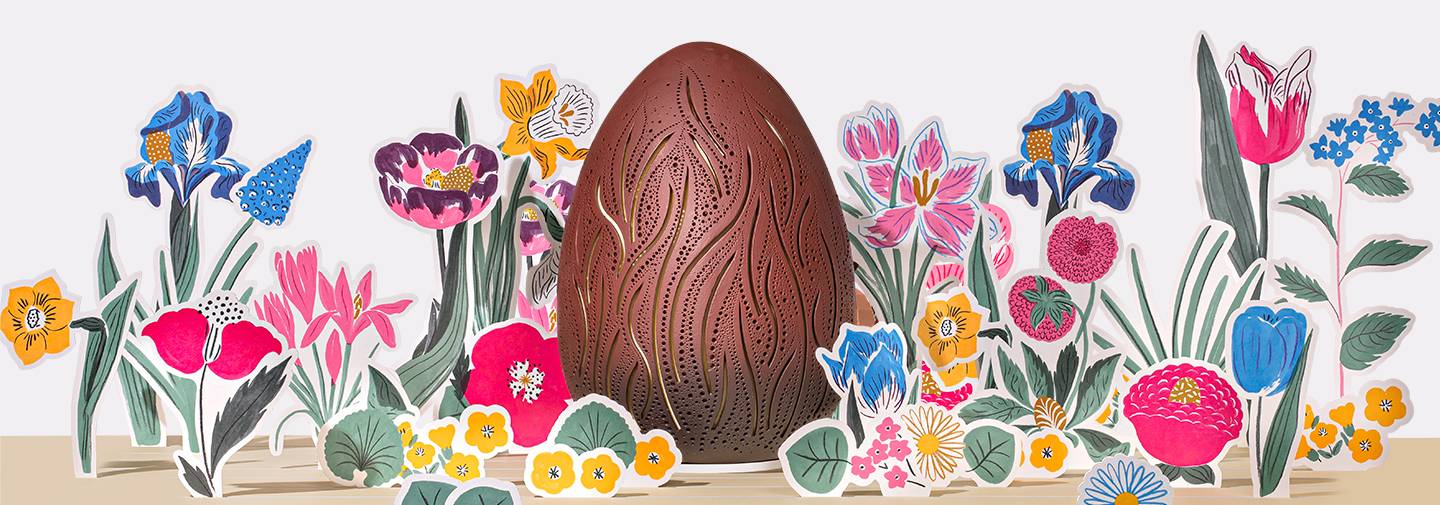 Oeuf de Pâques de luxe réalisé par La Maison du Chocolat, idéal en cadeau à offrir pour les adultes