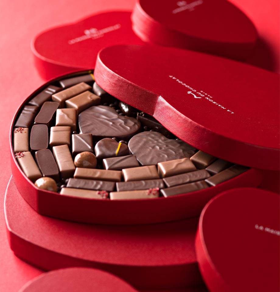 Coffrets coeur chocolats pour la Saint-Valentin par La Maison du Chocolat