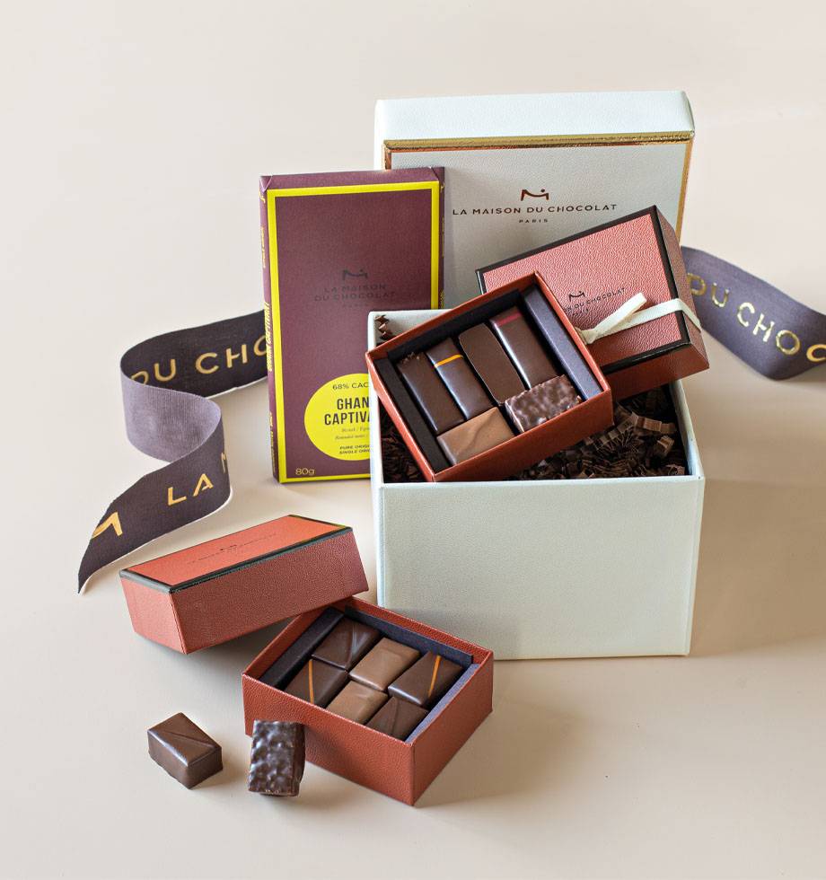 Boite de chocolat cadeau en livraison coursier à domicile Paris