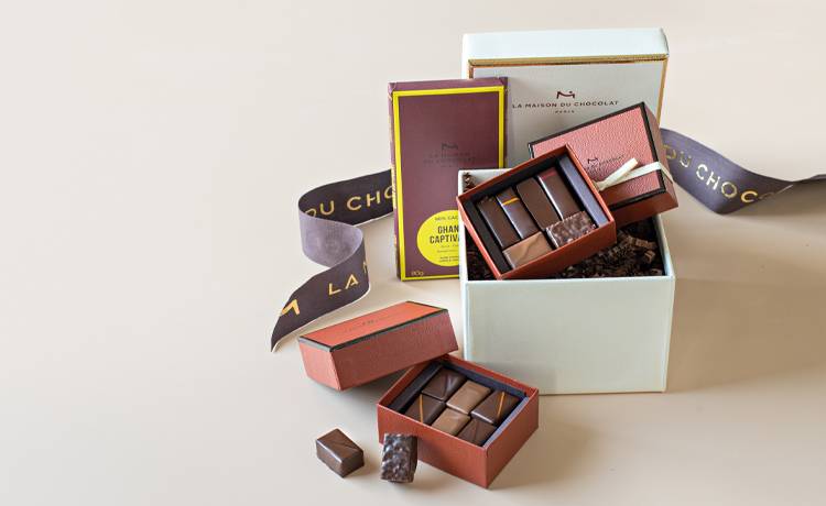 Boite de chocolat cadeau en livraison coursier à domicile Paris