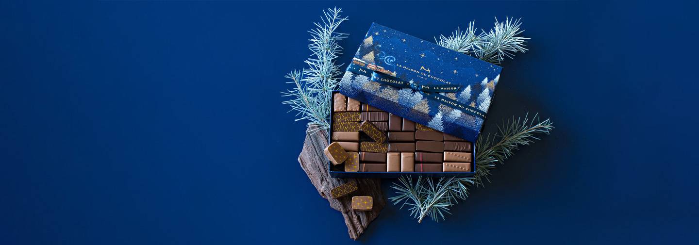 Coffret de chocolats de Noël La Maison du Chocolat réalisés par un chocolatier à Paris