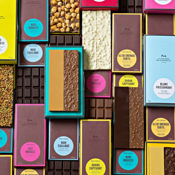 Tablettes en chocolat de luxe livrées à domicile